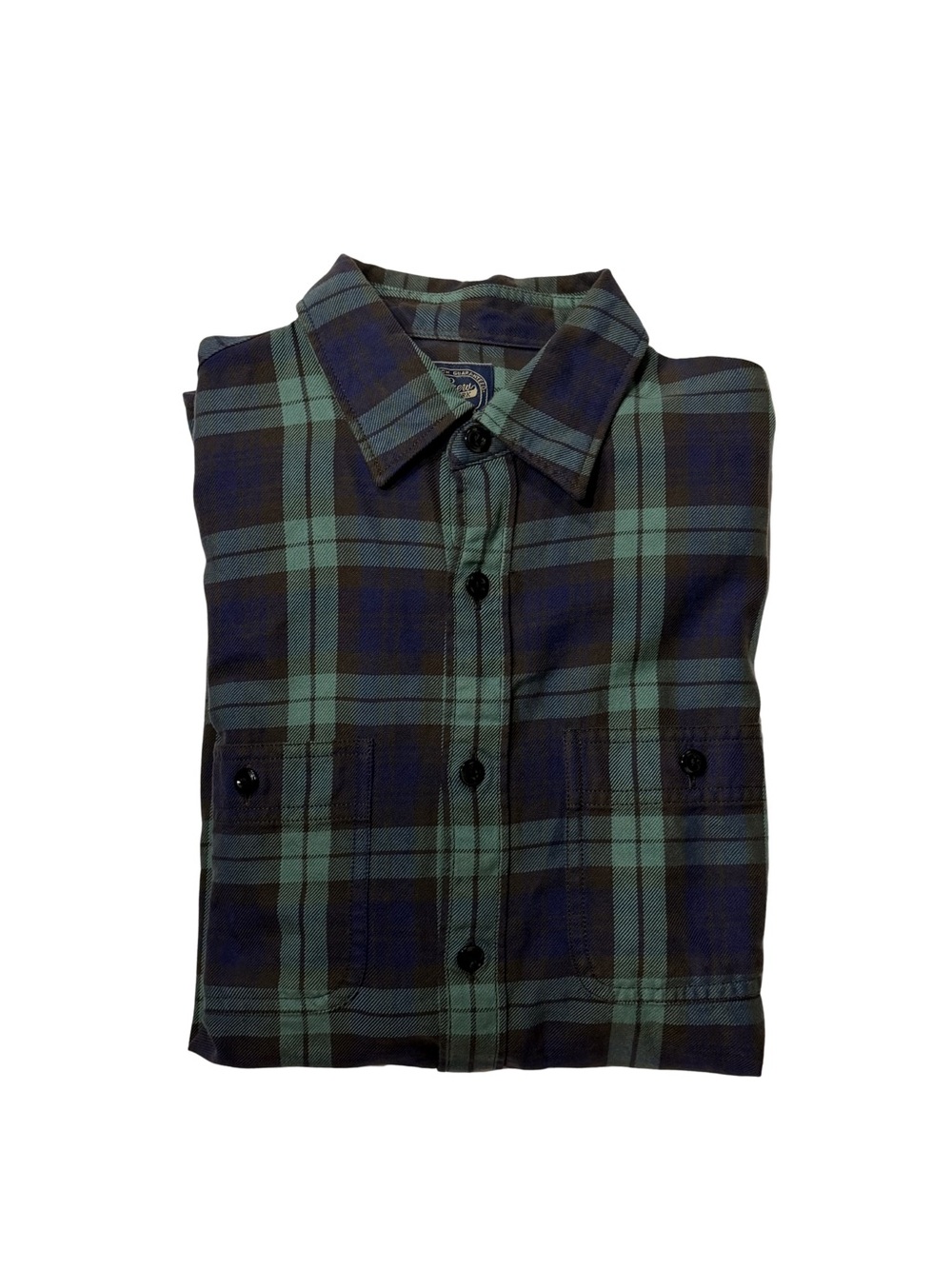 J. Crew Men's Green and Navy Plaid Button-Down Shirt